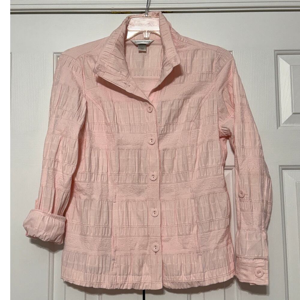 Vintage Christopher & Banks, Roll Up Sleeve Shacket, Light Pink Size L